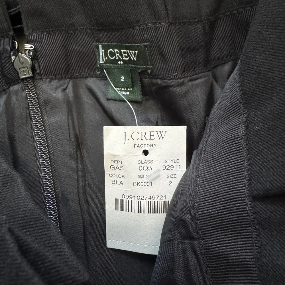 NEW J Crew 2 Black Wool Blend Belted Paper Bag Mini Skirt Capsule Classic